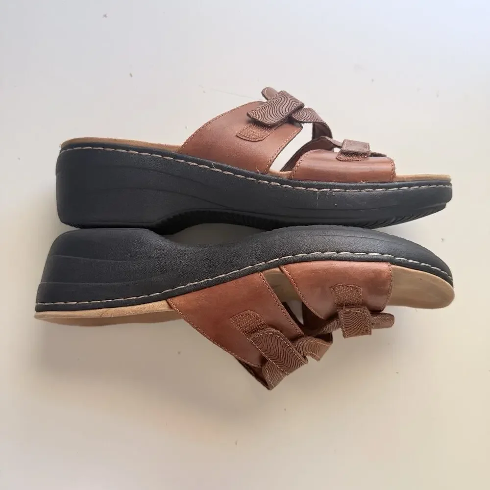 Clarks Samdals Women 11 Merliah Karli 26158235 Tan Leather Comfort